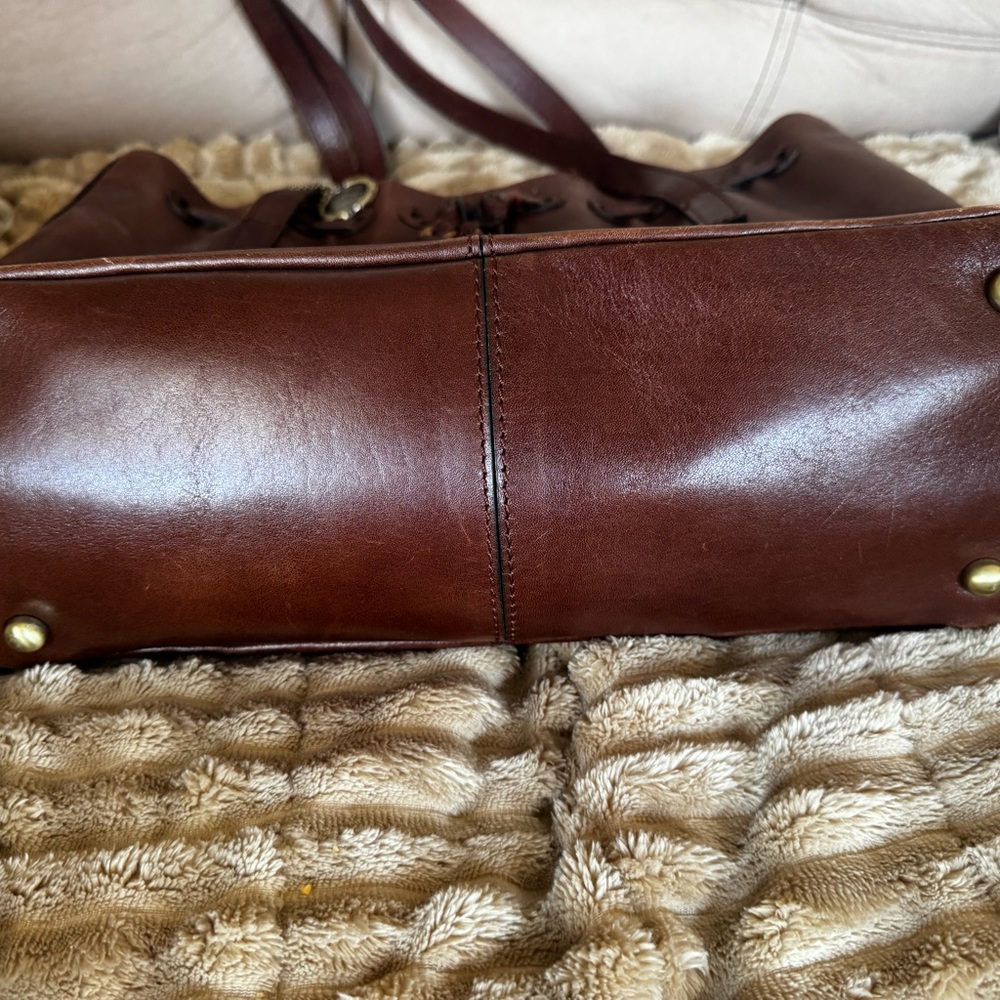 Patricia Nash Leather Drawstring Witney Tote - Distressed British Tan - Picture 2 of 12